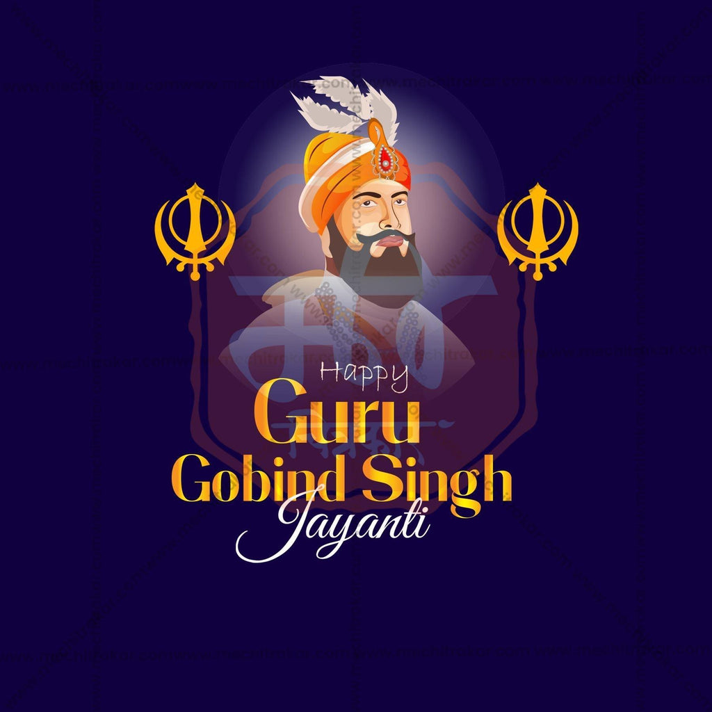 Stunning Guru Gobind Singh Jayanti editable Banner in Marathi, Hindi, and English - Editable PSD and JPG by Me Chitrakar