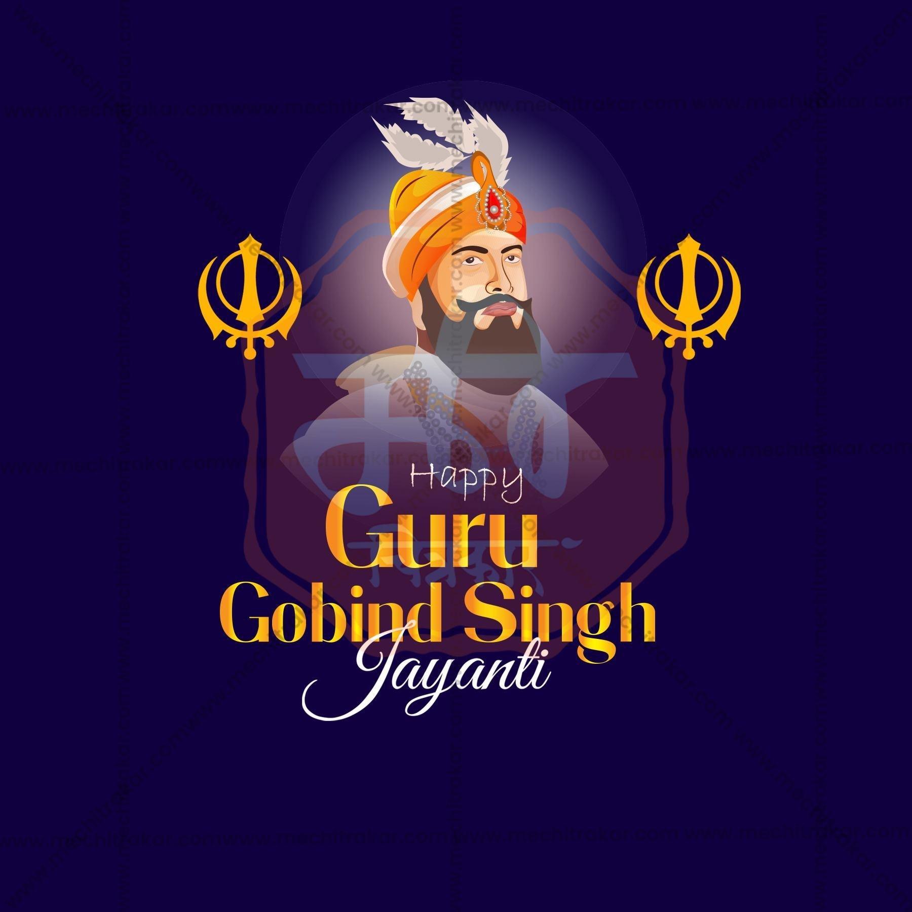 Stunning Guru Gobind Singh Jayanti editable Banner in Marathi, Hindi, and English - Editable PSD and JPG by Me Chitrakar