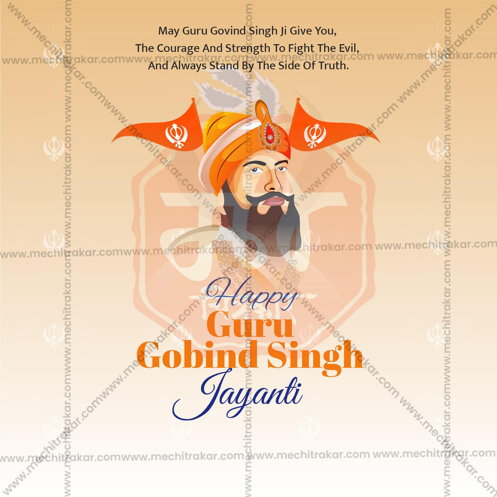 Attractive Guru Gobind Singh Jayanti editable Banner in Marathi, Hindi, and English - PSD and JPG by Me Chitrakar