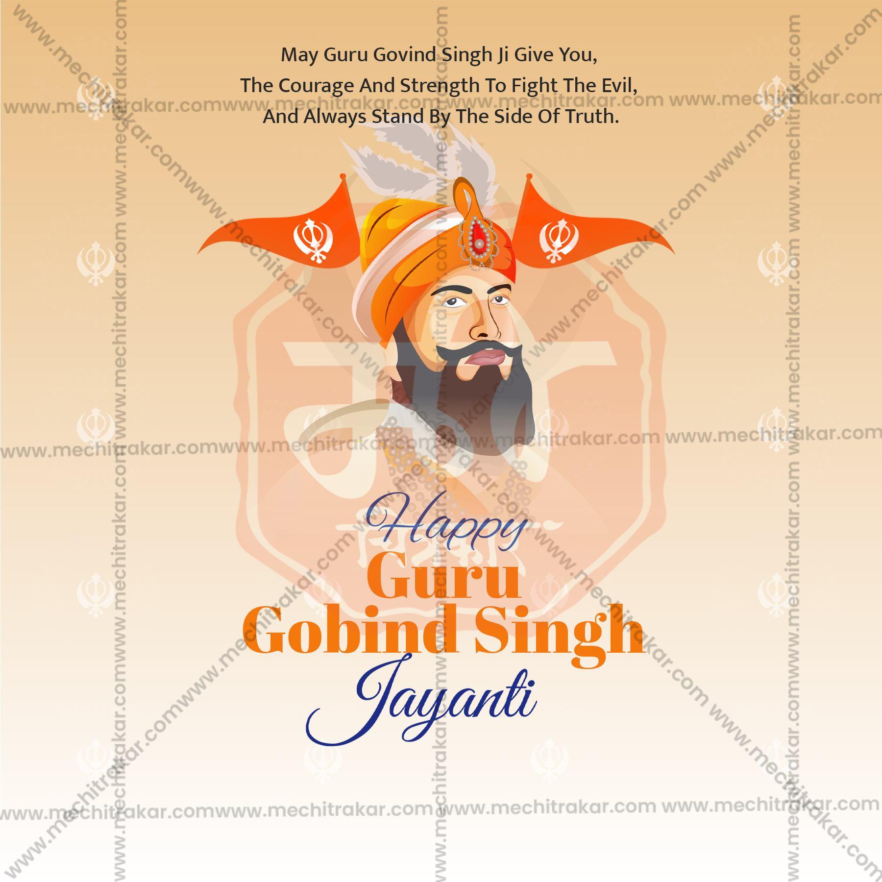 Attractive Guru Gobind Singh Jayanti editable Banner in Marathi, Hindi, and English - PSD and JPG by Me Chitrakar