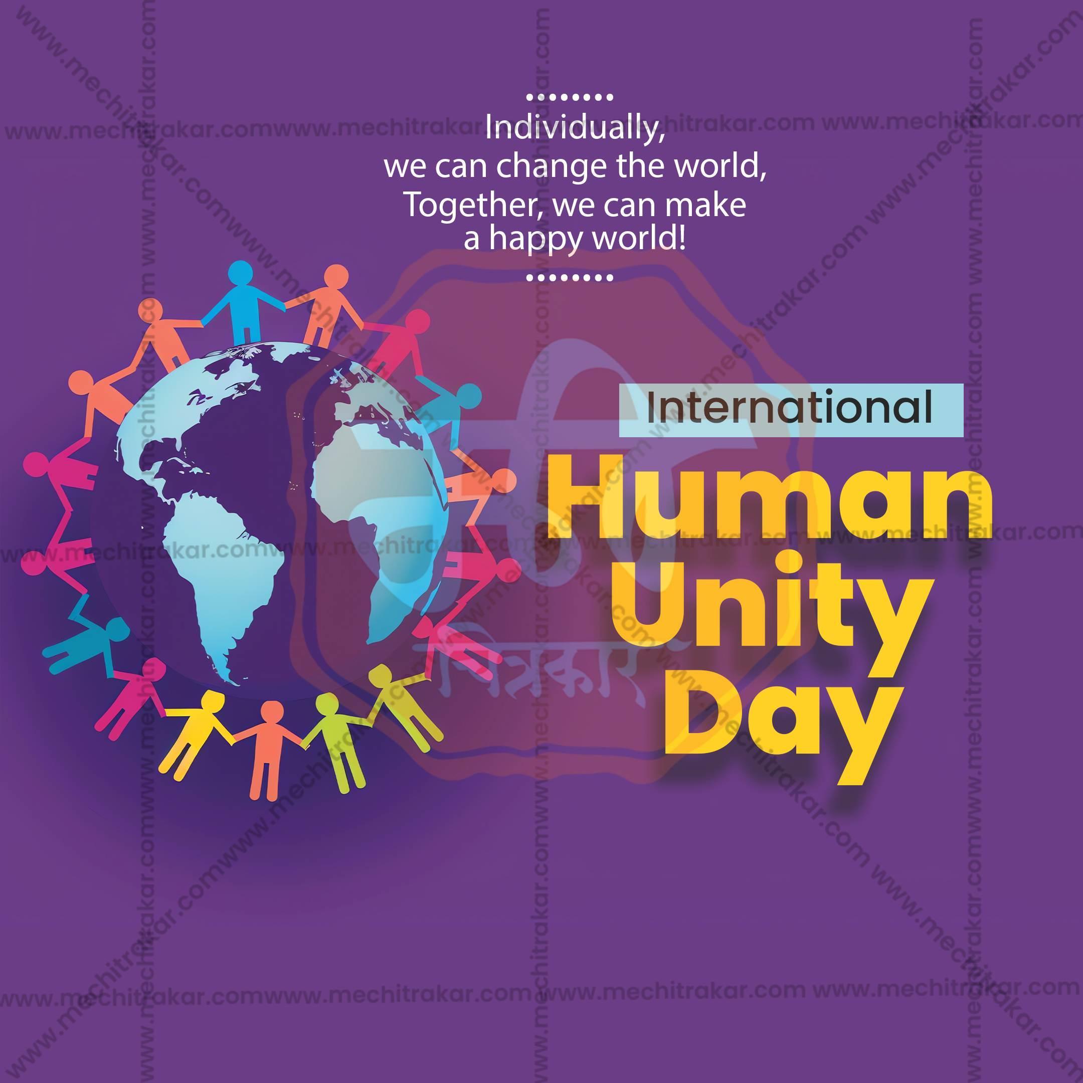 Professional International Human Solidarity Day Template Design in Marathi, Hindi, and English - High-Quality Editable PSD and JPG by Me Chitrakar