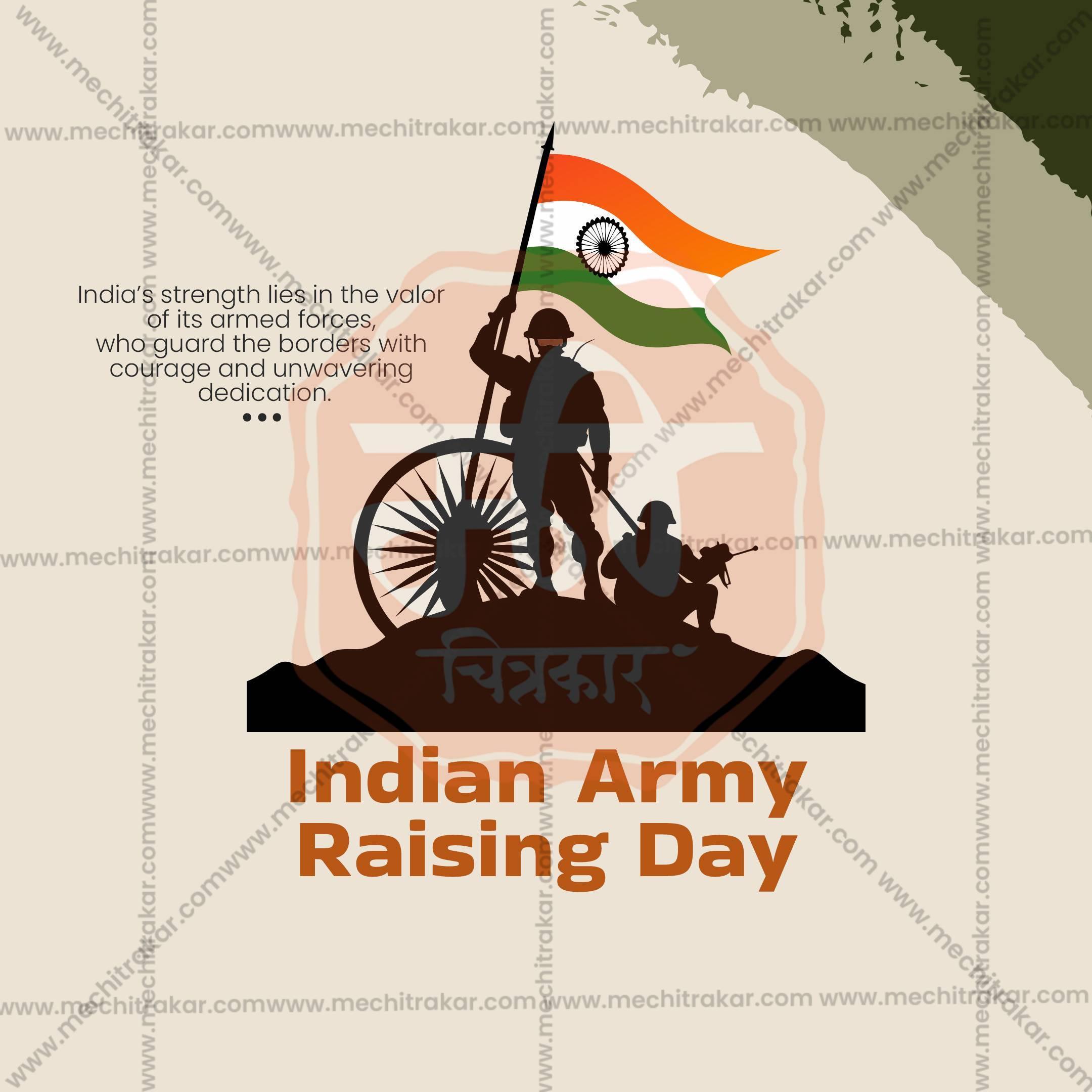 Editable PSD of Indian Army Raising Day with Quotes