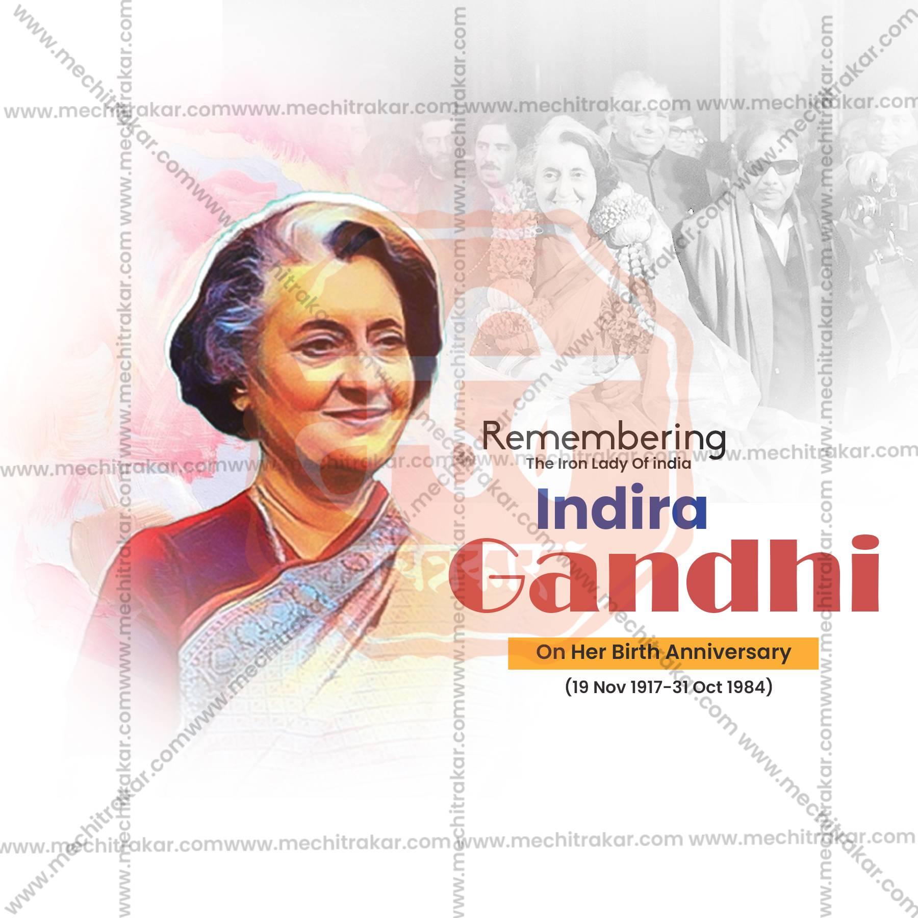 Professional Indira Gandhi Jayanti Template Design for Social Media in Marathi, Hindi, and English - PSD and JPG by Me Chitrakar