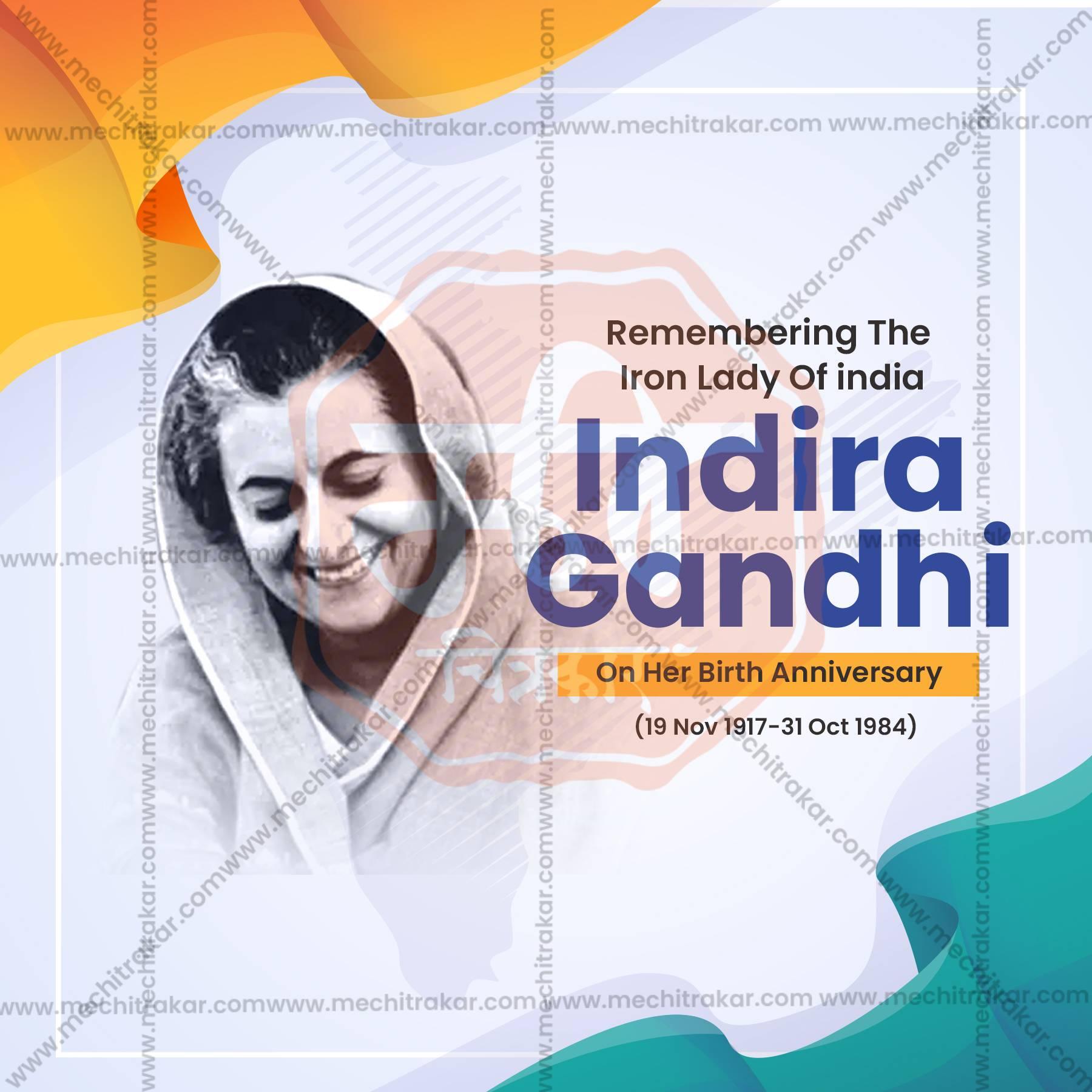 Professional Indira Gandhi Jayanti Template Design in Marathi, Hindi, and English - High-Quality Editable PSD and JPG by Me Chitrakar