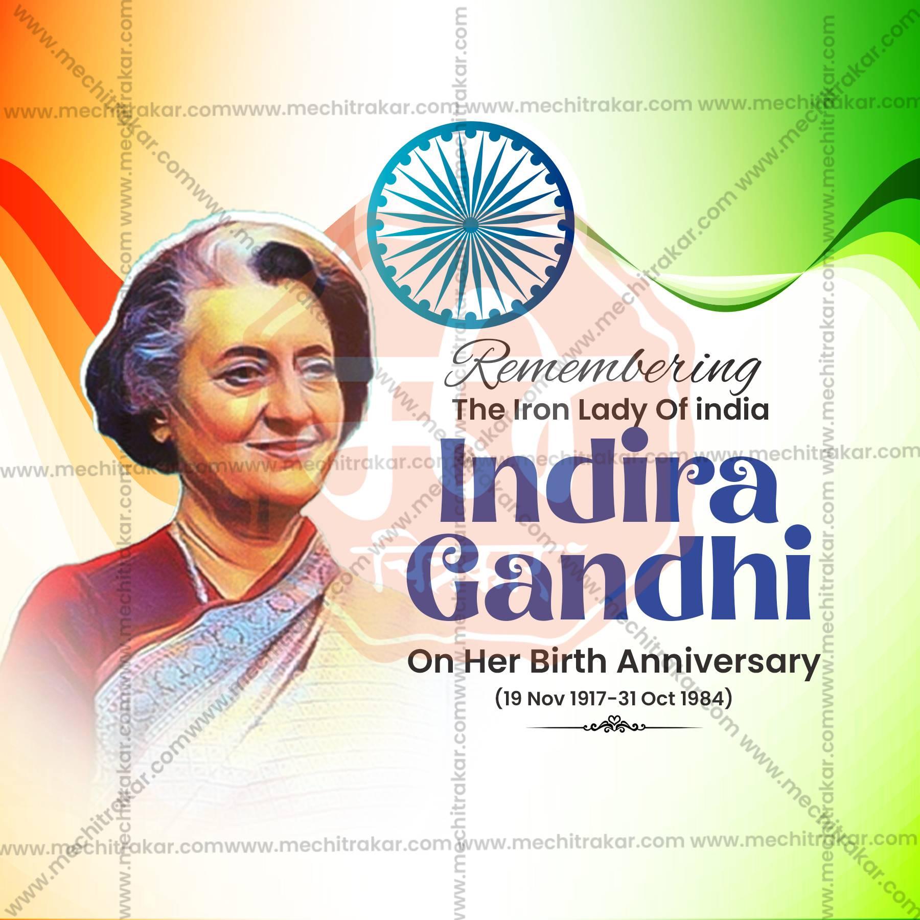 Creative Indira Gandhi Jayanti Festival Poster in Marathi, Hindi, and English - Editable PSD and JPG by Me Chitrakar