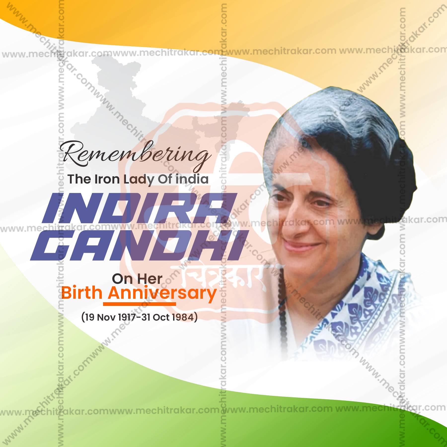 Premium Indira Gandhi Jayanti Festival Invitation in Marathi, Hindi, and English - Editable PSD and JPG by Me Chitrakar