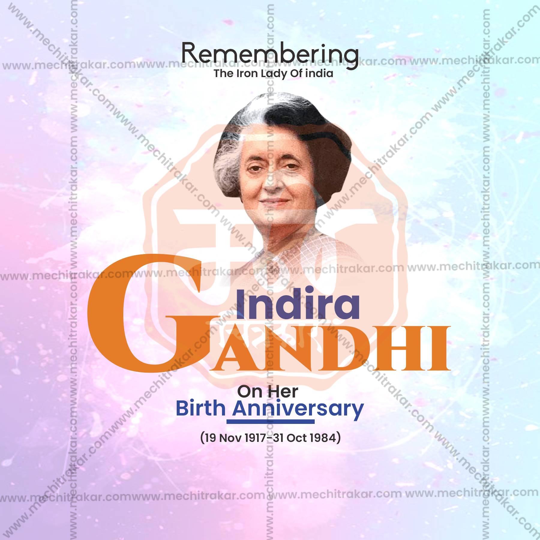 Beautiful Indira Gandhi Jayanti Event Poster in Marathi, Hindi, and English - High-Quality Editable PSD and JPG by Me Chitrakar