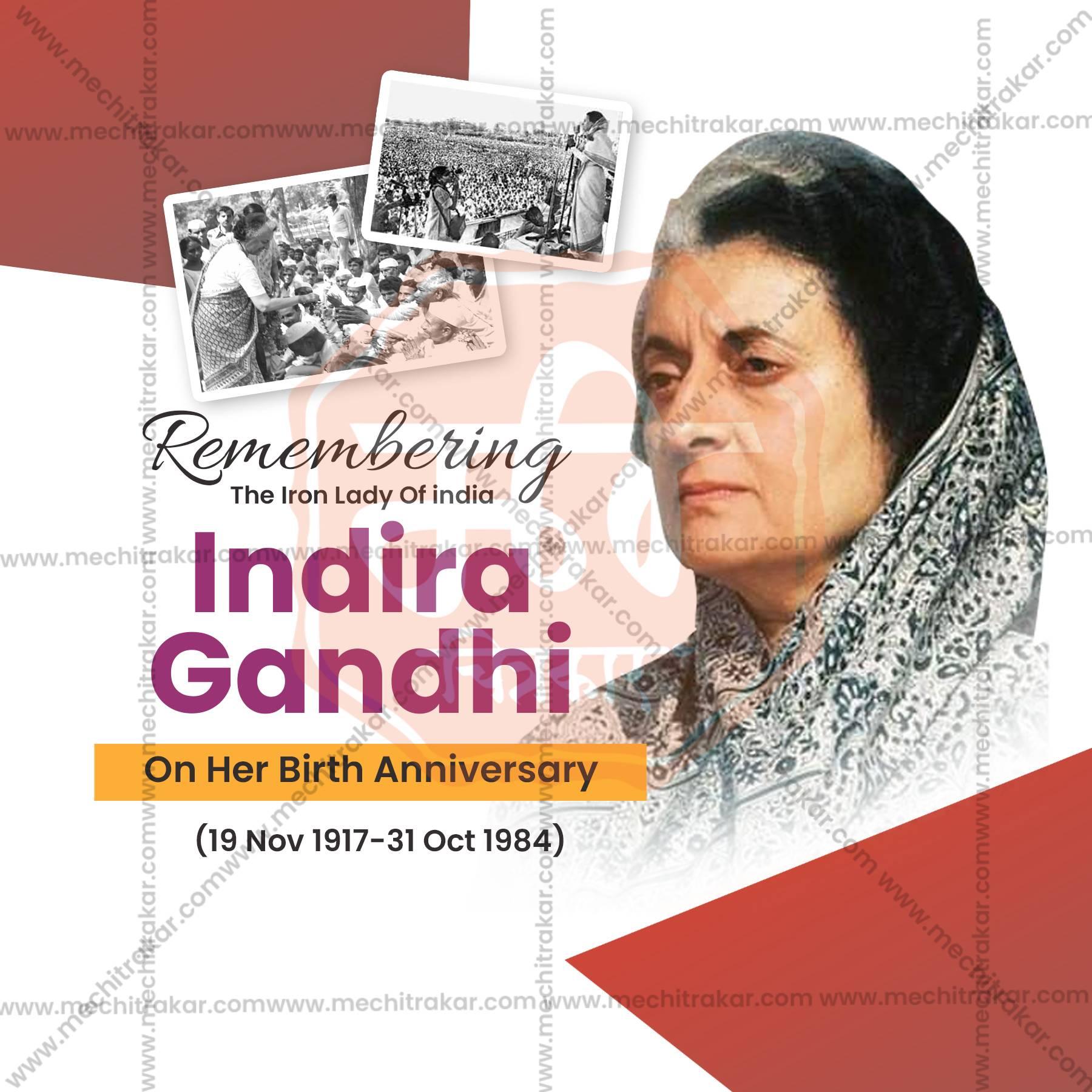 Attractive Indira Gandhi Jayanti Festival Banner in Marathi, Hindi, and English - PSD and JPG by Me Chitrakar