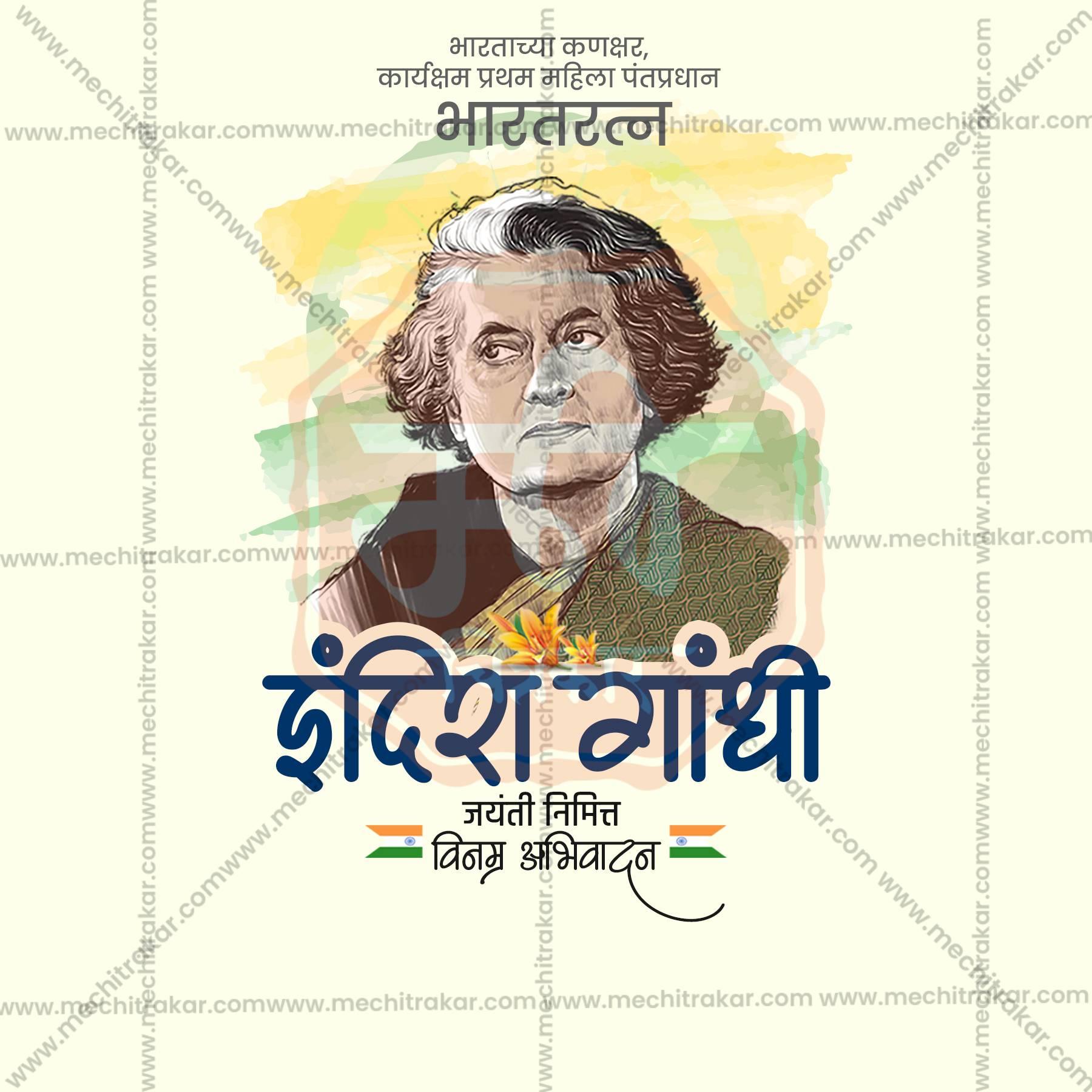 High-Quality Indira Gandhi Jayanti Festival Flyer in Marathi, Hindi, and English - Editable PSD and JPG by Me Chitrakar