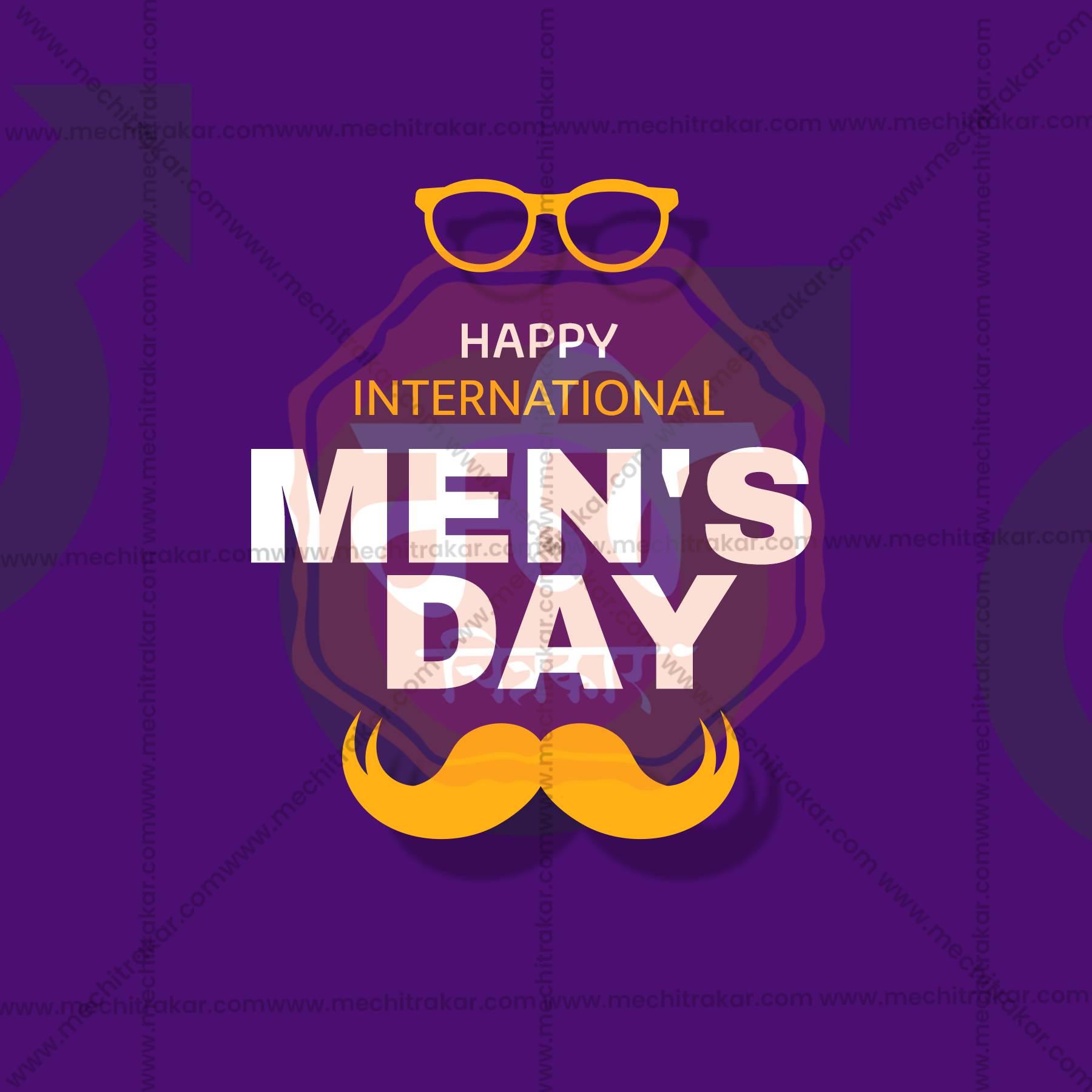 Premium International Men's Day Festival Invitation in Marathi, Hindi, and English - Editable PSD and JPG by Me Chitrakar