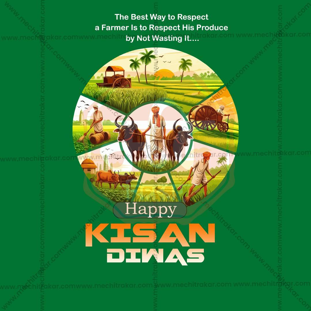 Professional National Farmers Day (Kisan Diwas) Template Design for Social Media in Marathi, Hindi, and English - PSD and JPG by Me Chitrakar