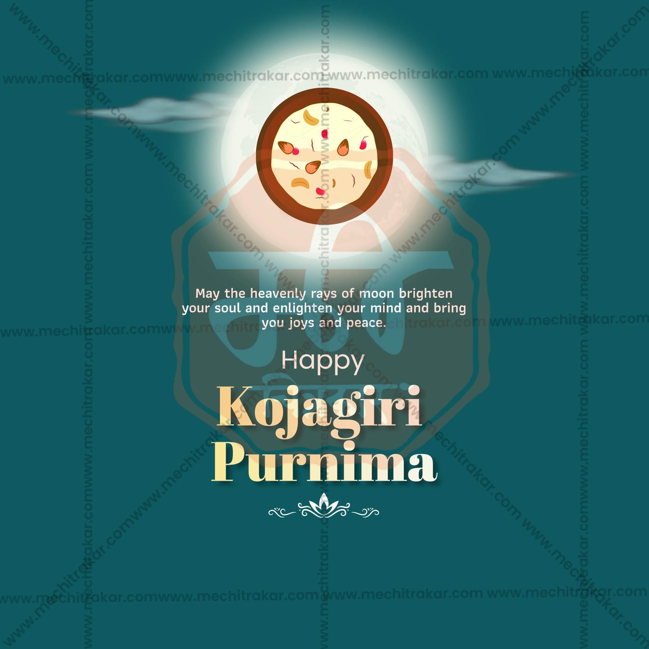 Professional Kojagari Purnima Template Design for Social Media in Marathi, Hindi, and English - PSD and JPG by Me Chitrakar
