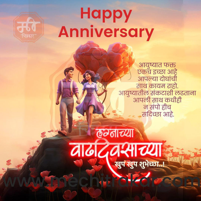 Load image into Gallery viewer, Wedding Anniversary Design Bundle: 50 Unique Marathi Templates (PSD &amp; JPG)
