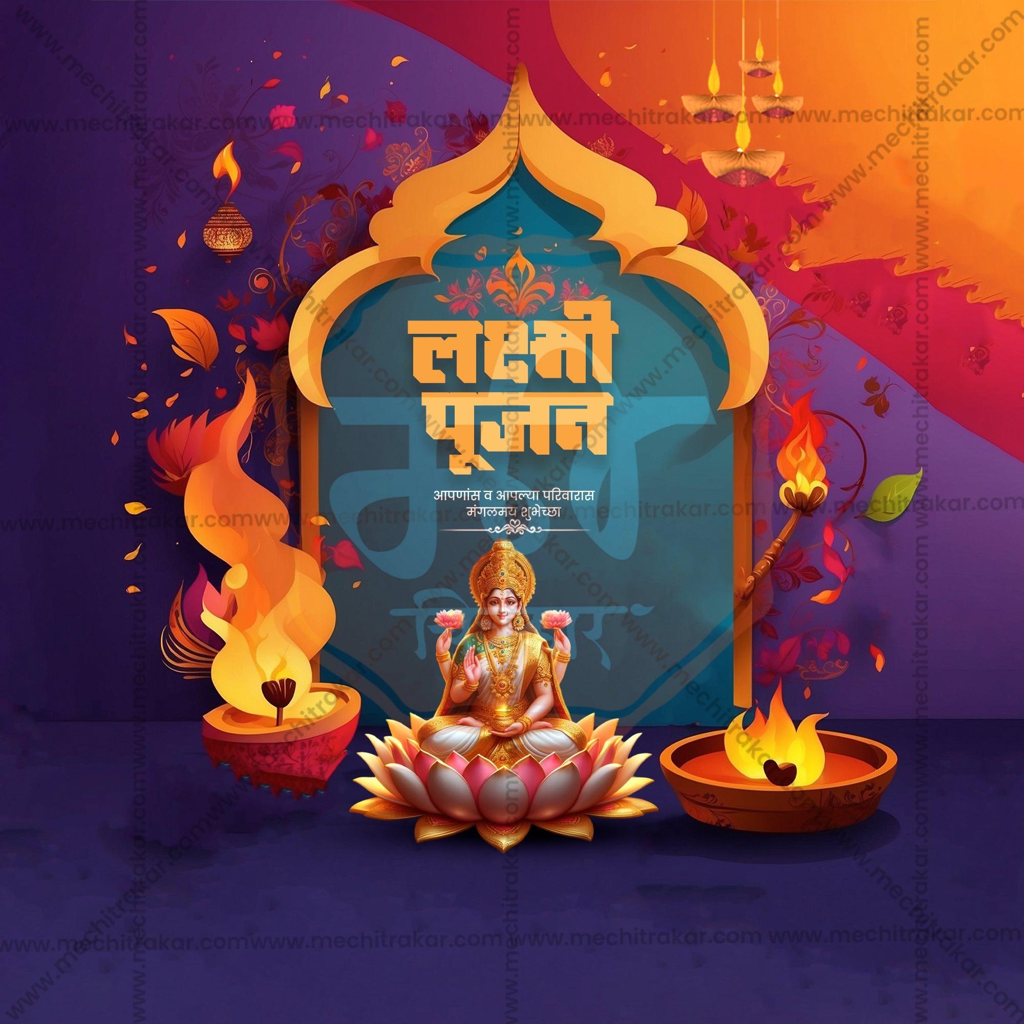 Attractive Laxmi Pujan Festival Banner in Marathi, Hindi, and English - PSD and JPG by Me Chitrakar