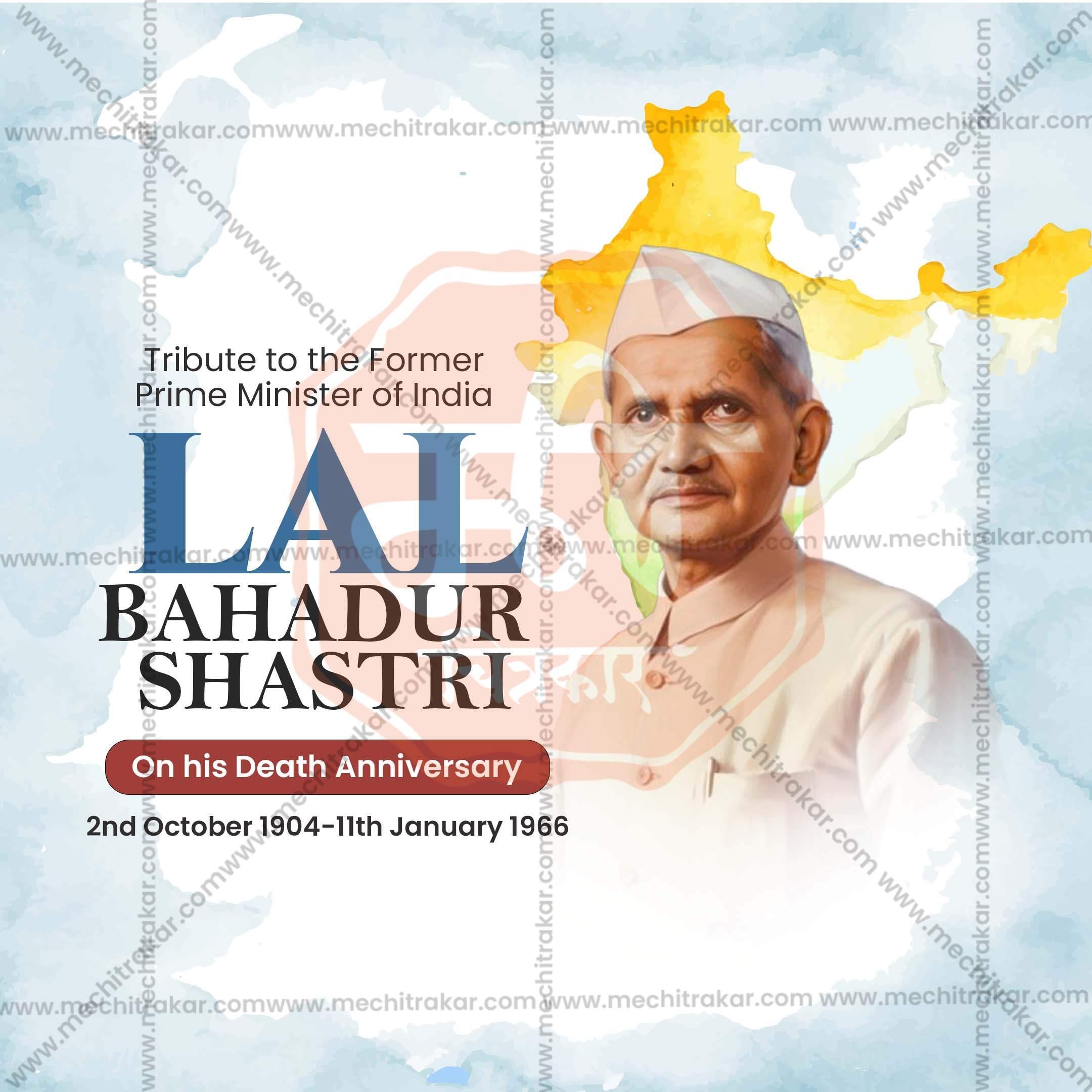 Stunning Lal Bahadur Shastri Punyatithi editable Banner in Marathi, Hindi, and English - Editable PSD and JPG by Me Chitrakar