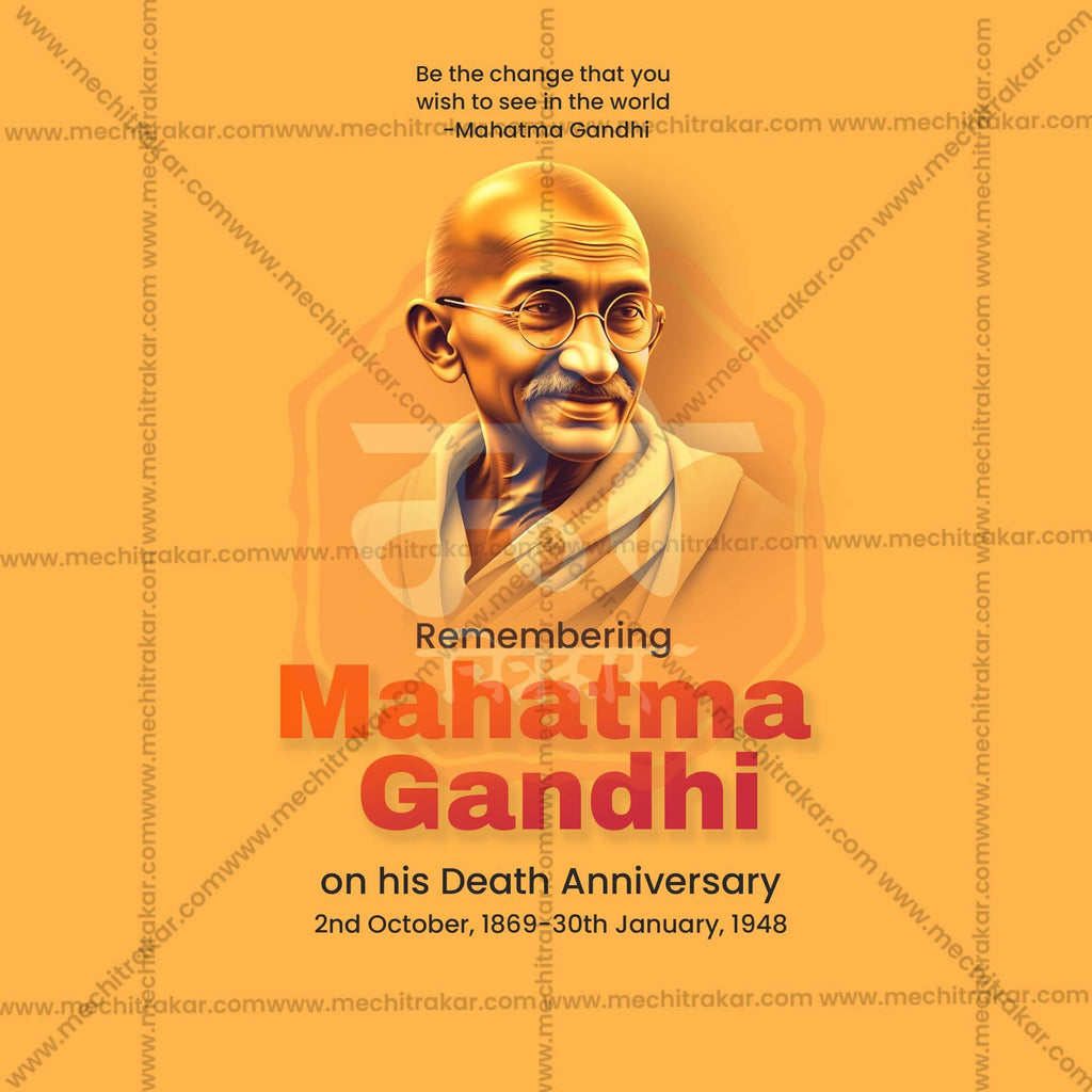 Professional Mahatma Gandhi Punyatithi Template Design in Marathi, Hindi, and English - High-Quality Editable PSD and JPG by Me Chitrakar