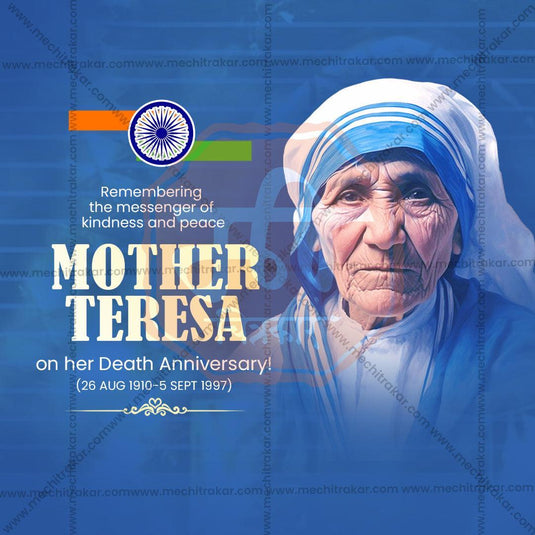 Professional Mother Teresa Punyatithi Template Design for Social Media in Marathi, Hindi, and English - PSD and JPG by Me Chitrakar