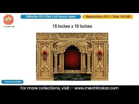 Goddess Mahalakshmi Golden Royal Arch Red Diamond Backdrop Editable PSD Template