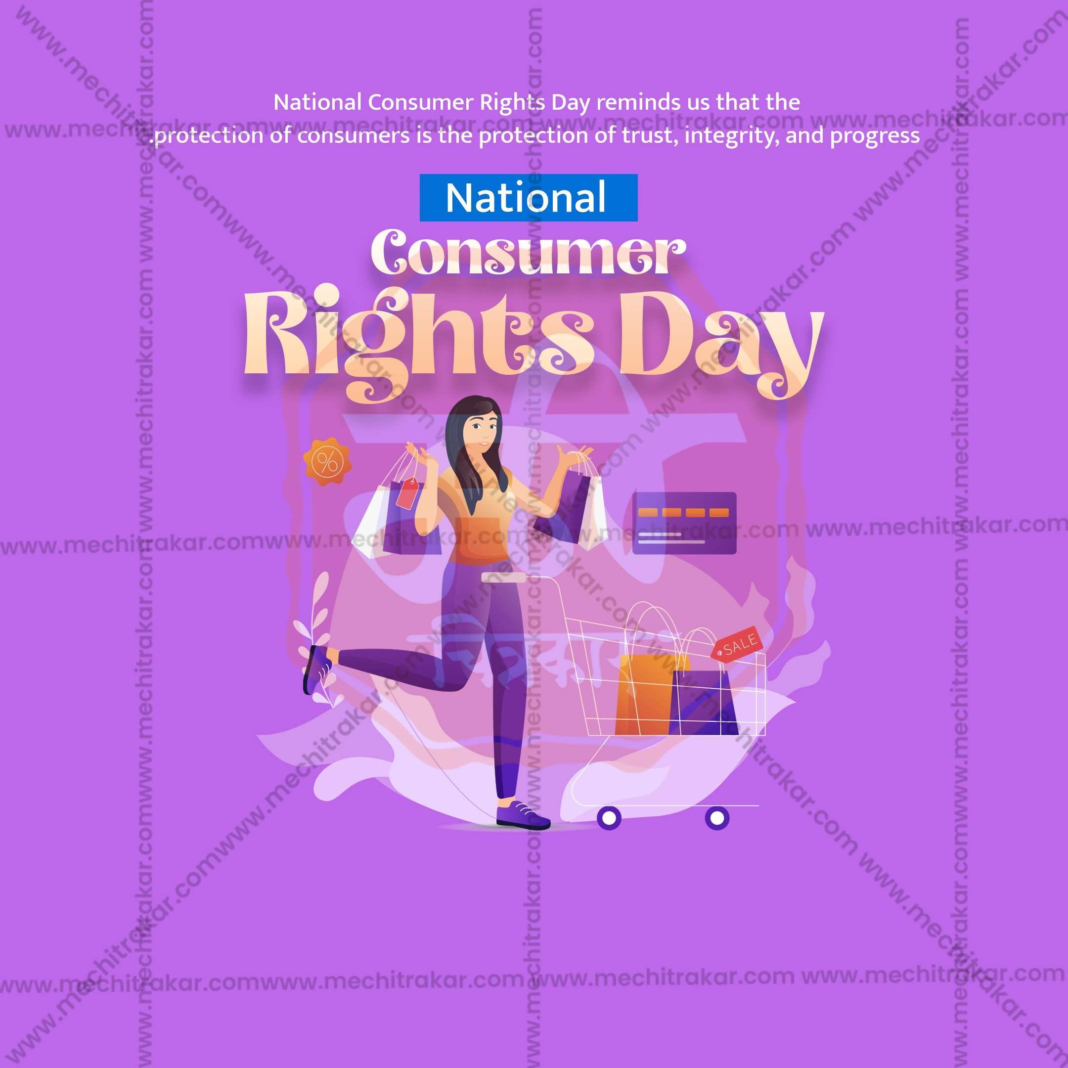 Beautiful Rashtriya Grahak Hakka Din (National Consumer Rights Day) Event Poster in Marathi, Hindi, and English - High-Quality Editable PSD and JPG by Me Chitrakar