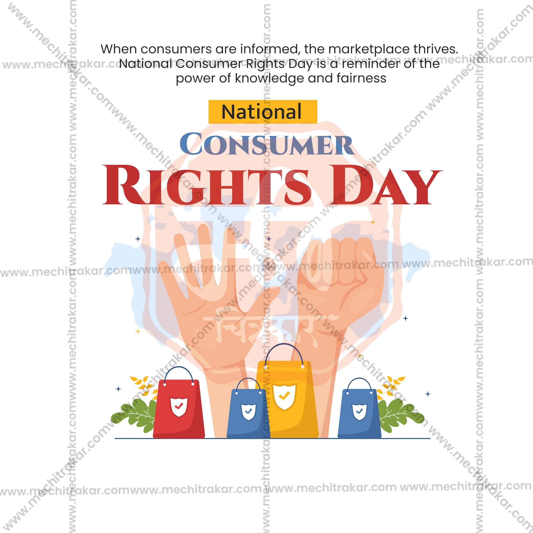 High-Quality Rashtriya Grahak Hakka Din (National Consumer Rights Day) editable Flyer in Marathi, Hindi, and English - Editable PSD and JPG by Me Chitrakar