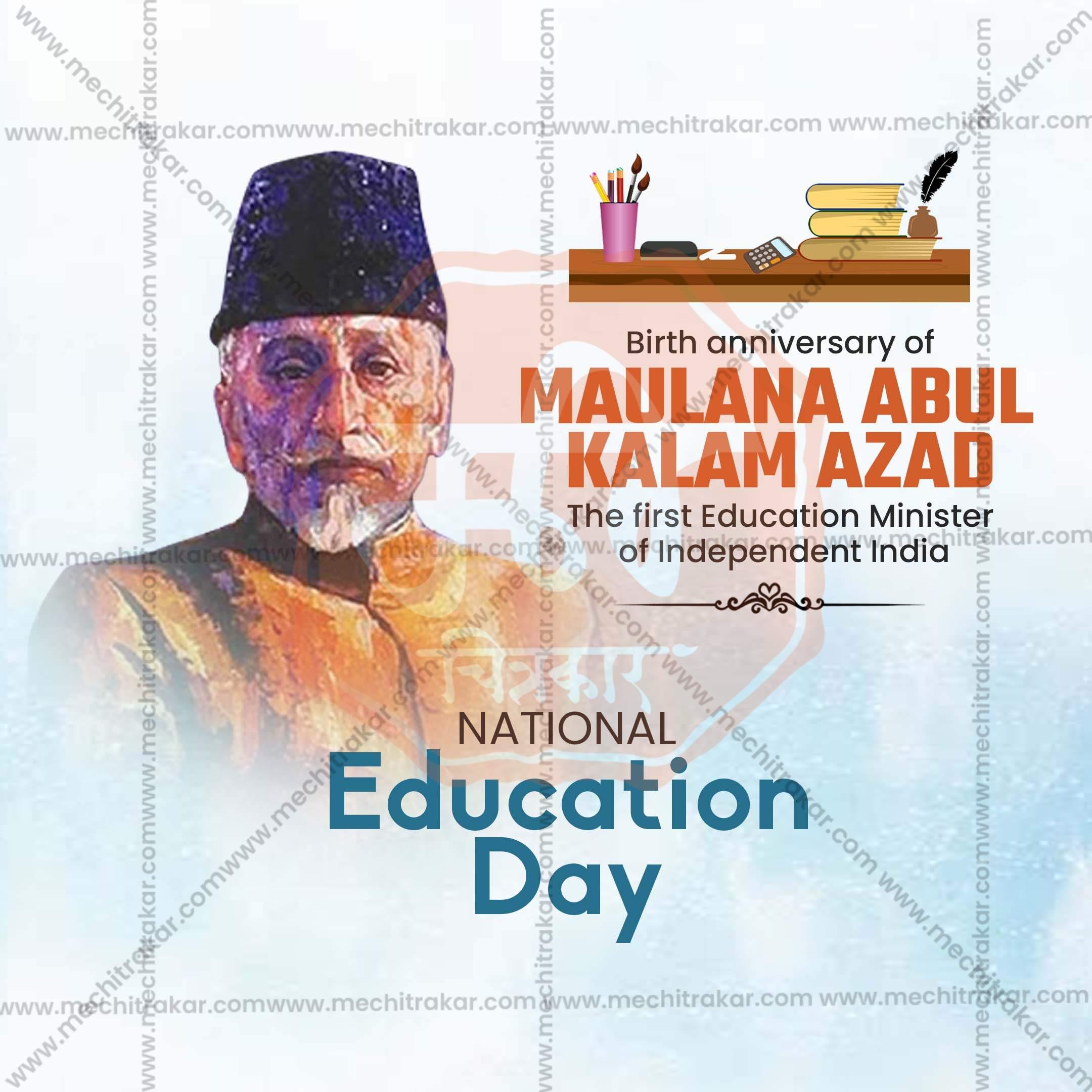 Professional National Education Day, Rashtriya Shikshan Din Template Design for Social Media in Marathi, Hindi, and English - PSD and JPG by Me Chitrakar