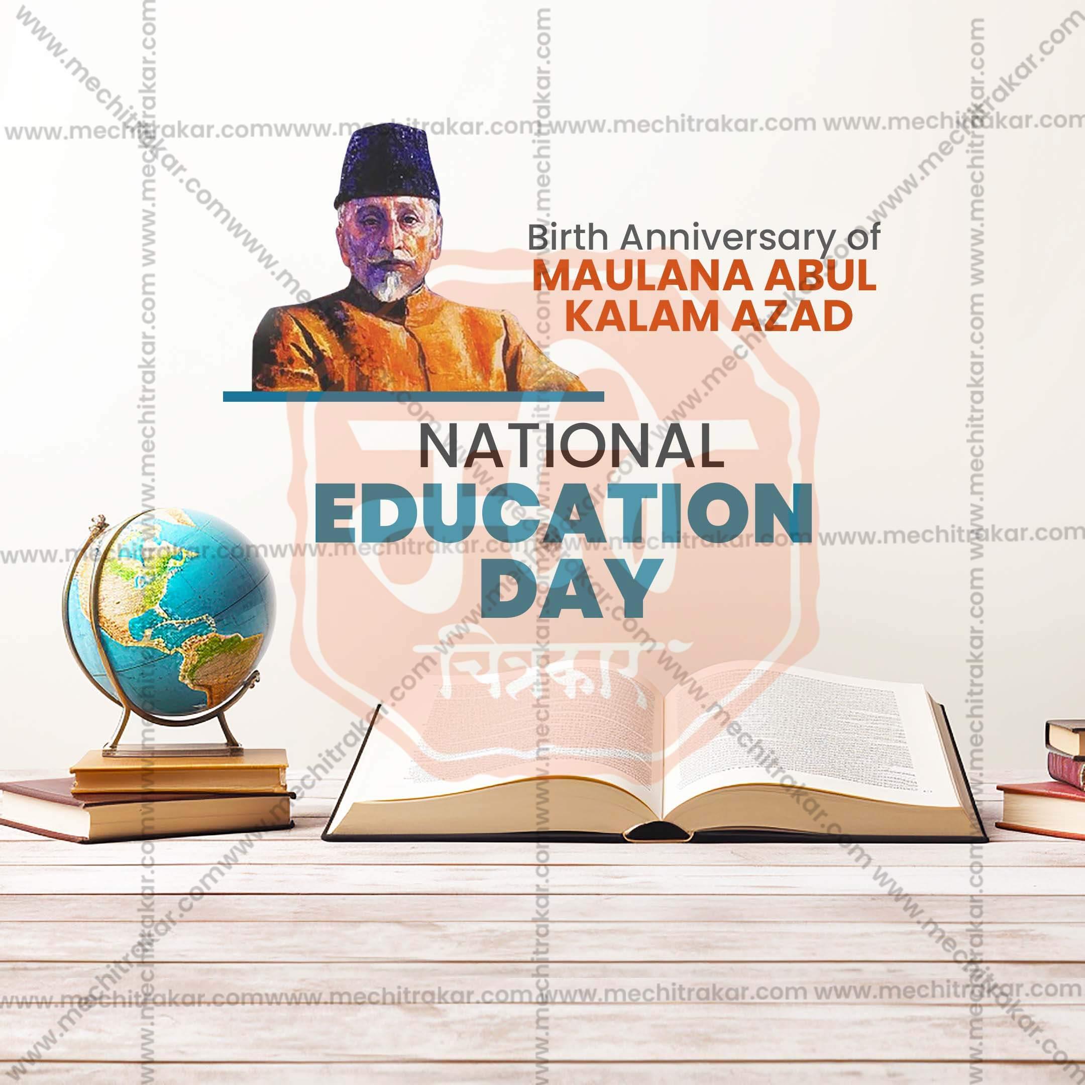 Creative National Education Day, Rashtriya Shikshan Din editable Poster in Marathi, Hindi, and English - Editable PSD and JPG by Me Chitrakar