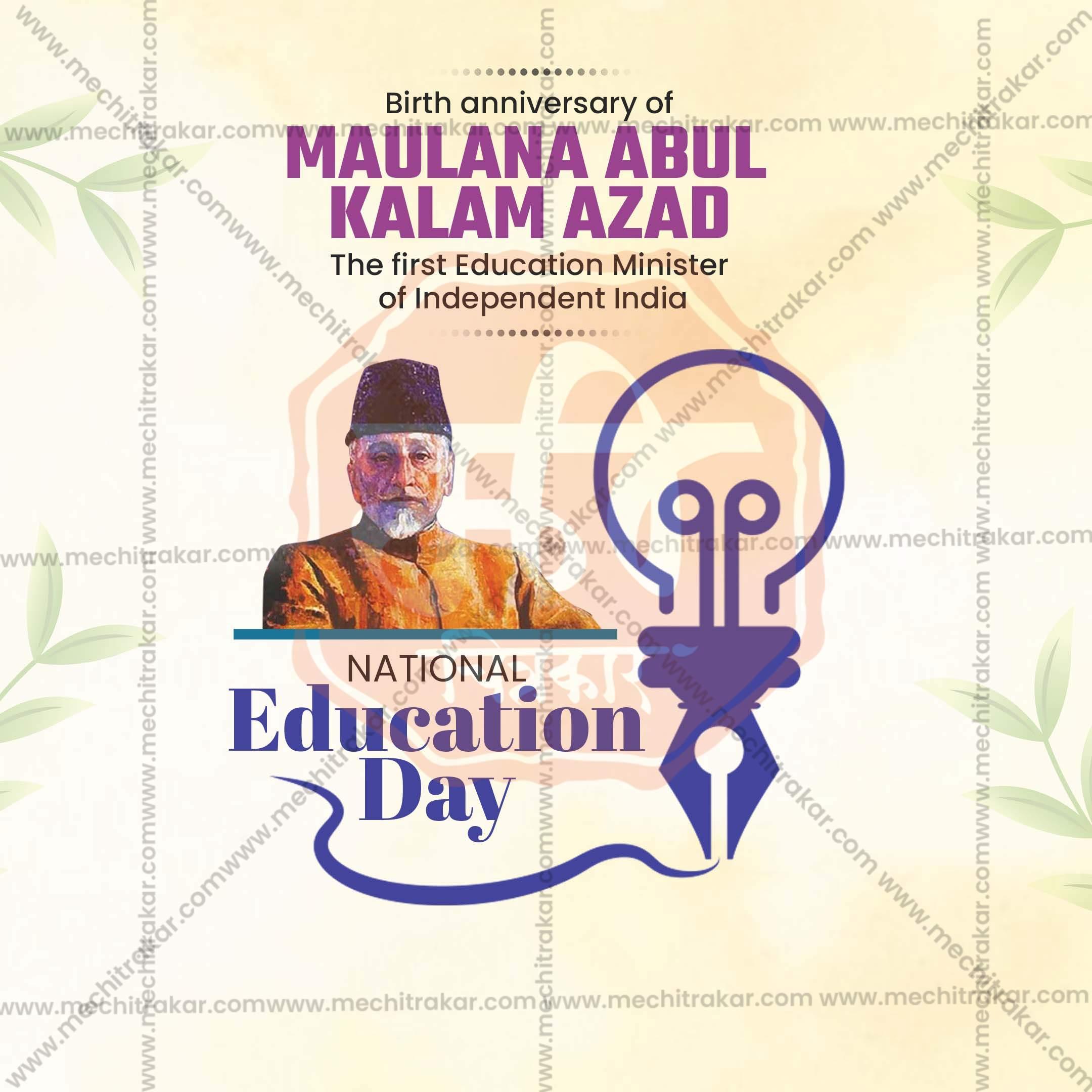 Attractive National Education Day, Rashtriya Shikshan Din editable Banner in Marathi, Hindi, and English - PSD and JPG by Me Chitrakar