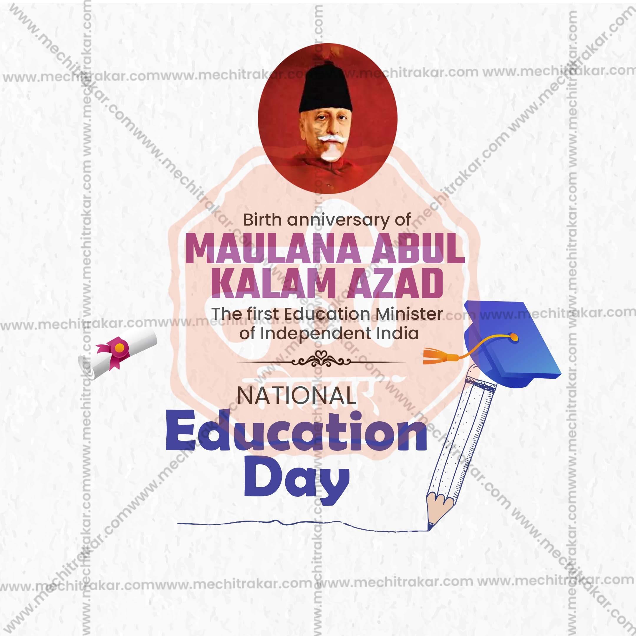 High-Quality National Education Day, Rashtriya Shikshan Din editable Flyer in Marathi, Hindi, and English - Editable PSD and JPG by Me Chitrakar