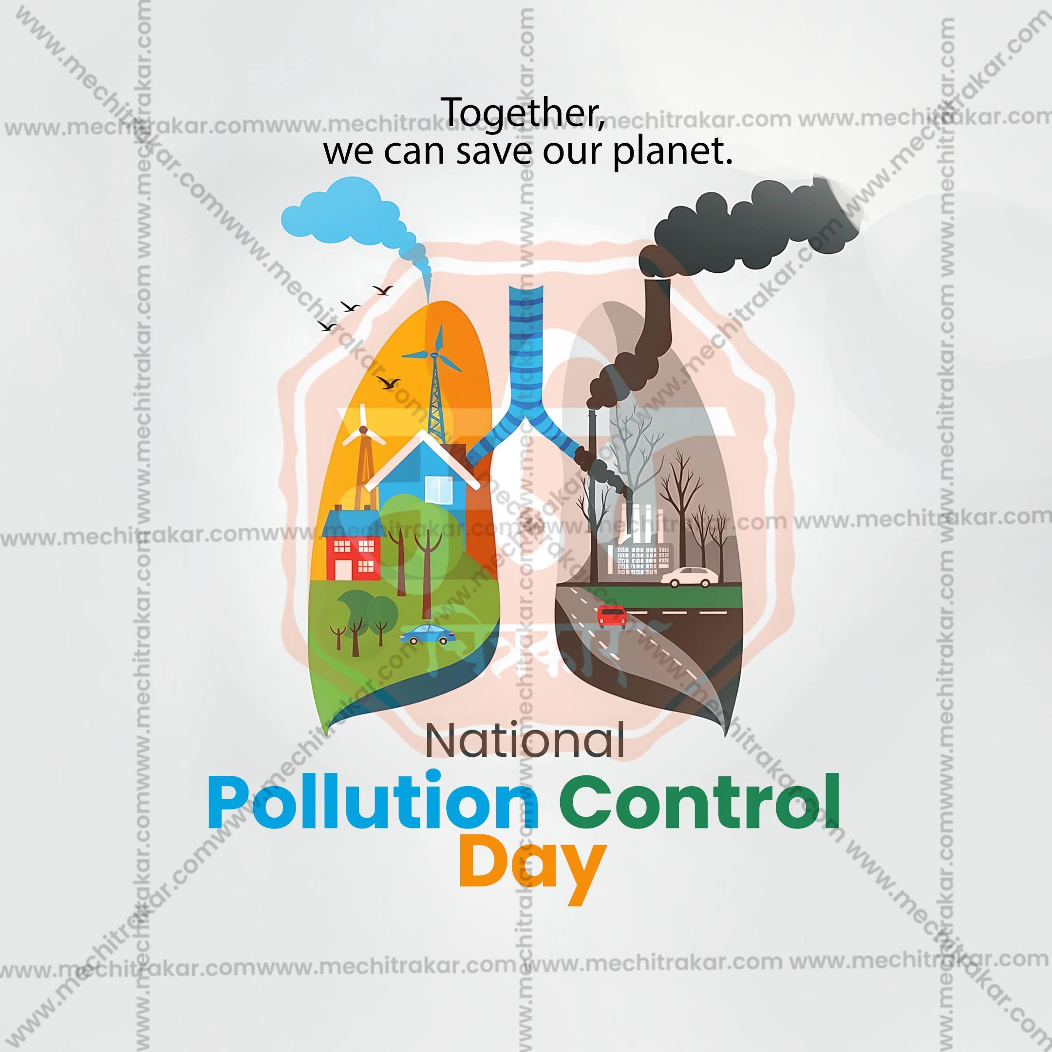 Professional National Pollution Control Day Template Design in Marathi, Hindi, and English - High-Quality Editable PSD and JPG by Me Chitrakar