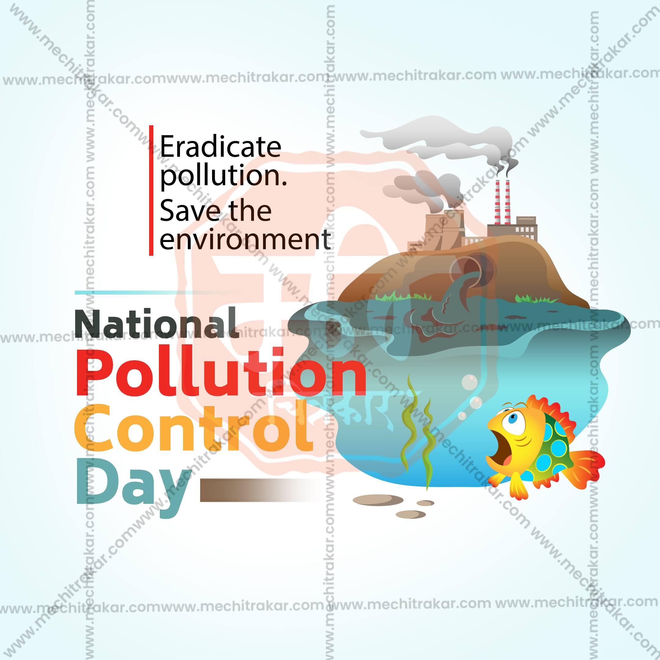 Stunning National Pollution Control Day editable Banner in Marathi, Hindi, and English - Editable PSD and JPG by Me Chitrakar