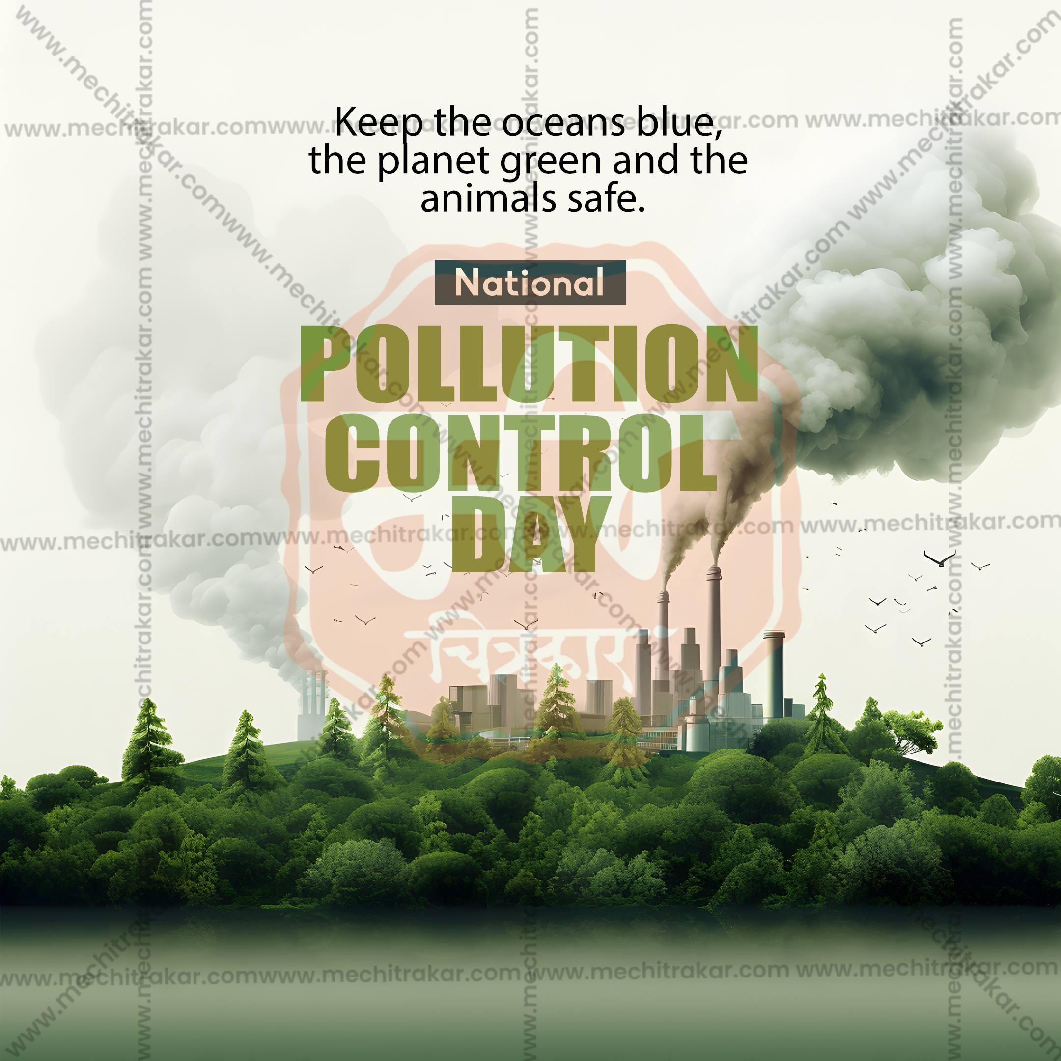 Beautiful National Pollution Control Day Event Poster in Marathi, Hindi, and English - High-Quality Editable PSD and JPG by Me Chitrakar
