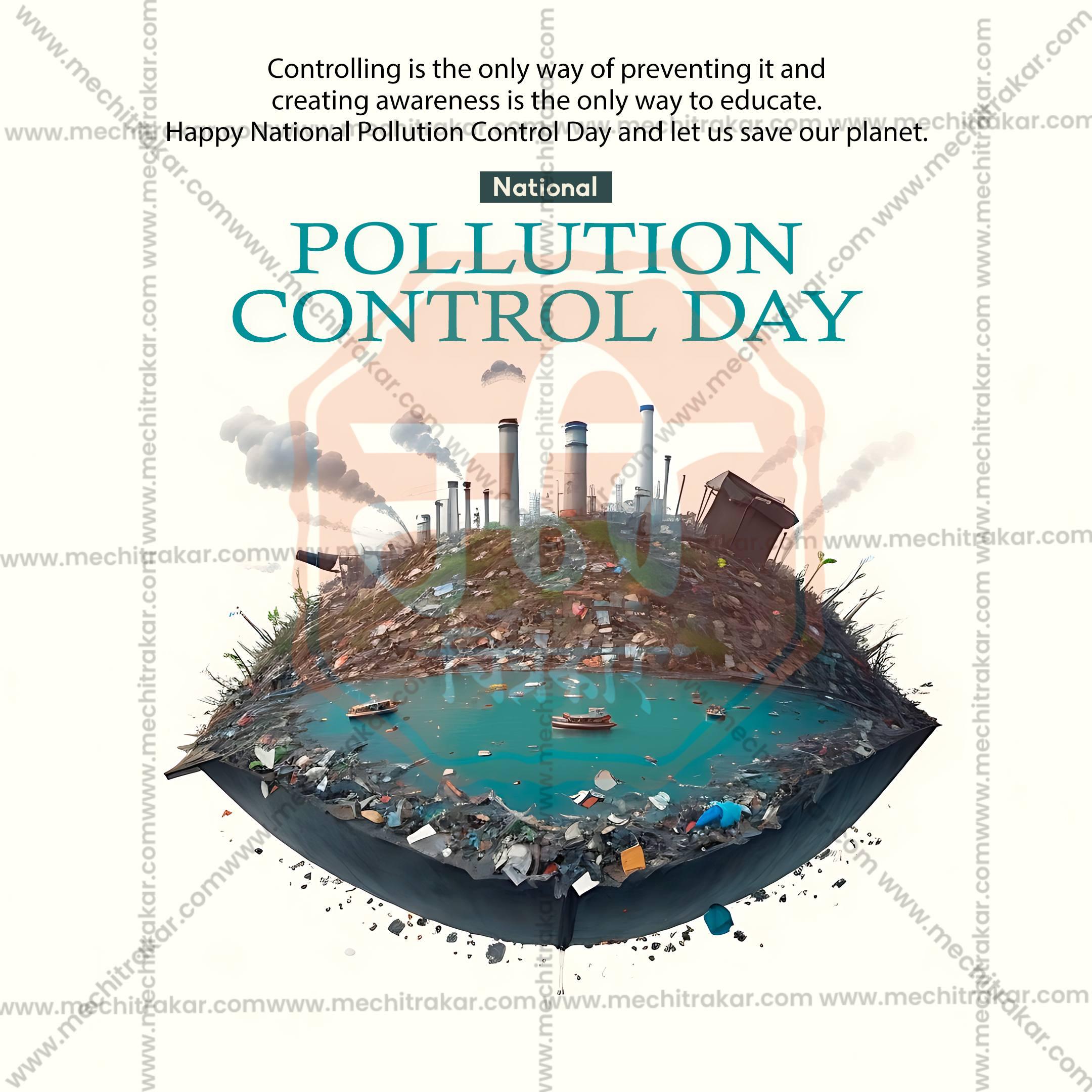 Attractive National Pollution Control Day editable Banner in Marathi, Hindi, and English - PSD and JPG by Me Chitrakar