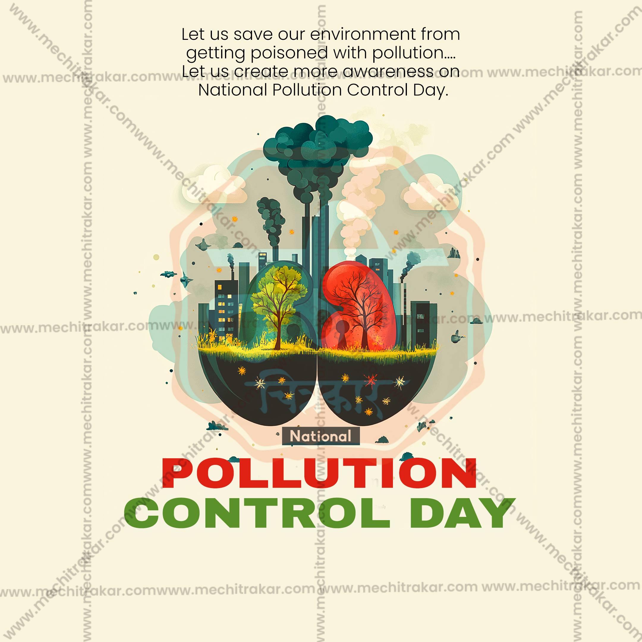 High-Quality National Pollution Control Day editable Flyer in Marathi, Hindi, and English - Editable PSD and JPG by Me Chitrakar