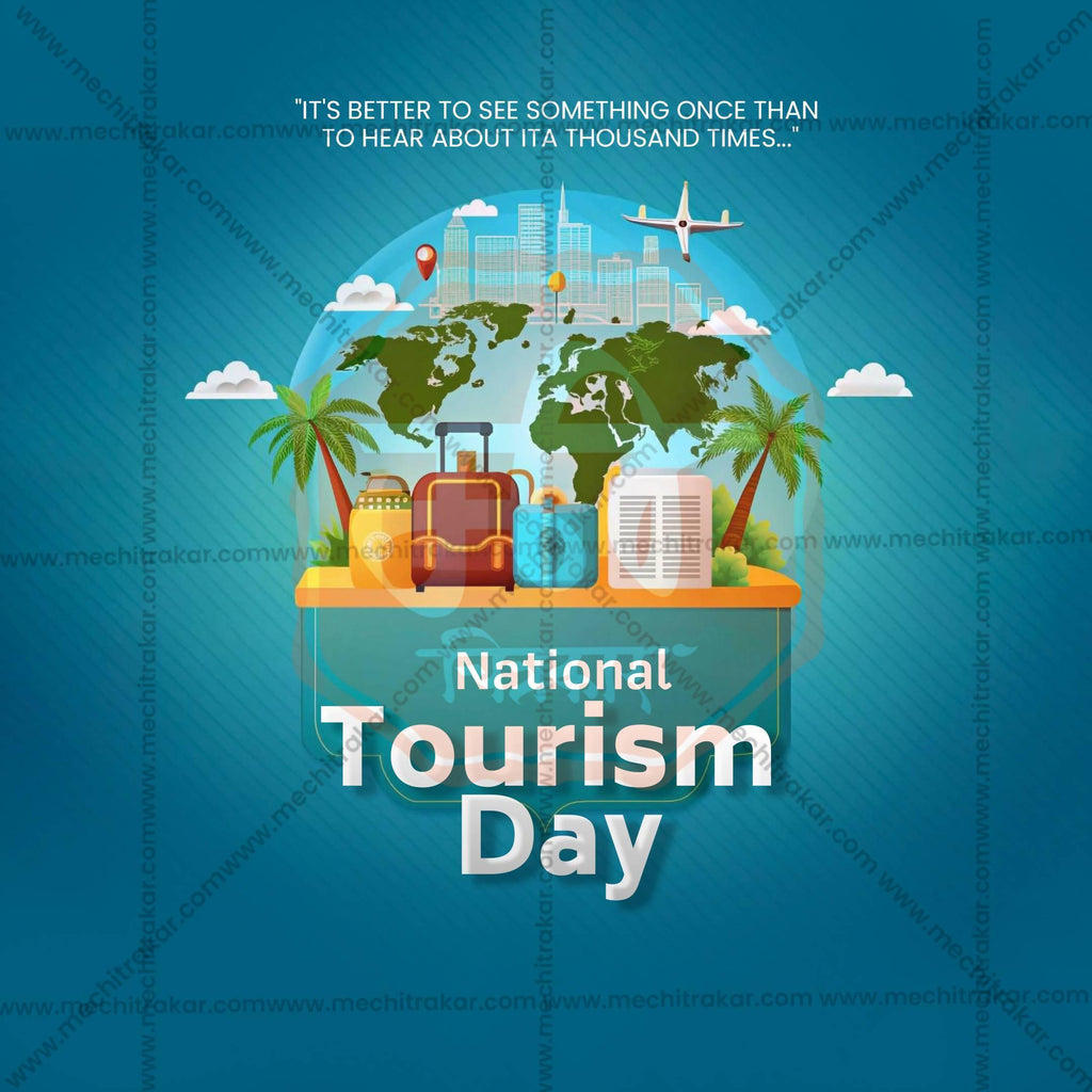 Creative National Tourism Day editable Poster in Marathi, Hindi, and English - Editable PSD and JPG by Me Chitrakar