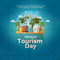 Creative National Tourism Day editable Poster in Marathi, Hindi, and English - Editable PSD and JPG by Me Chitrakar