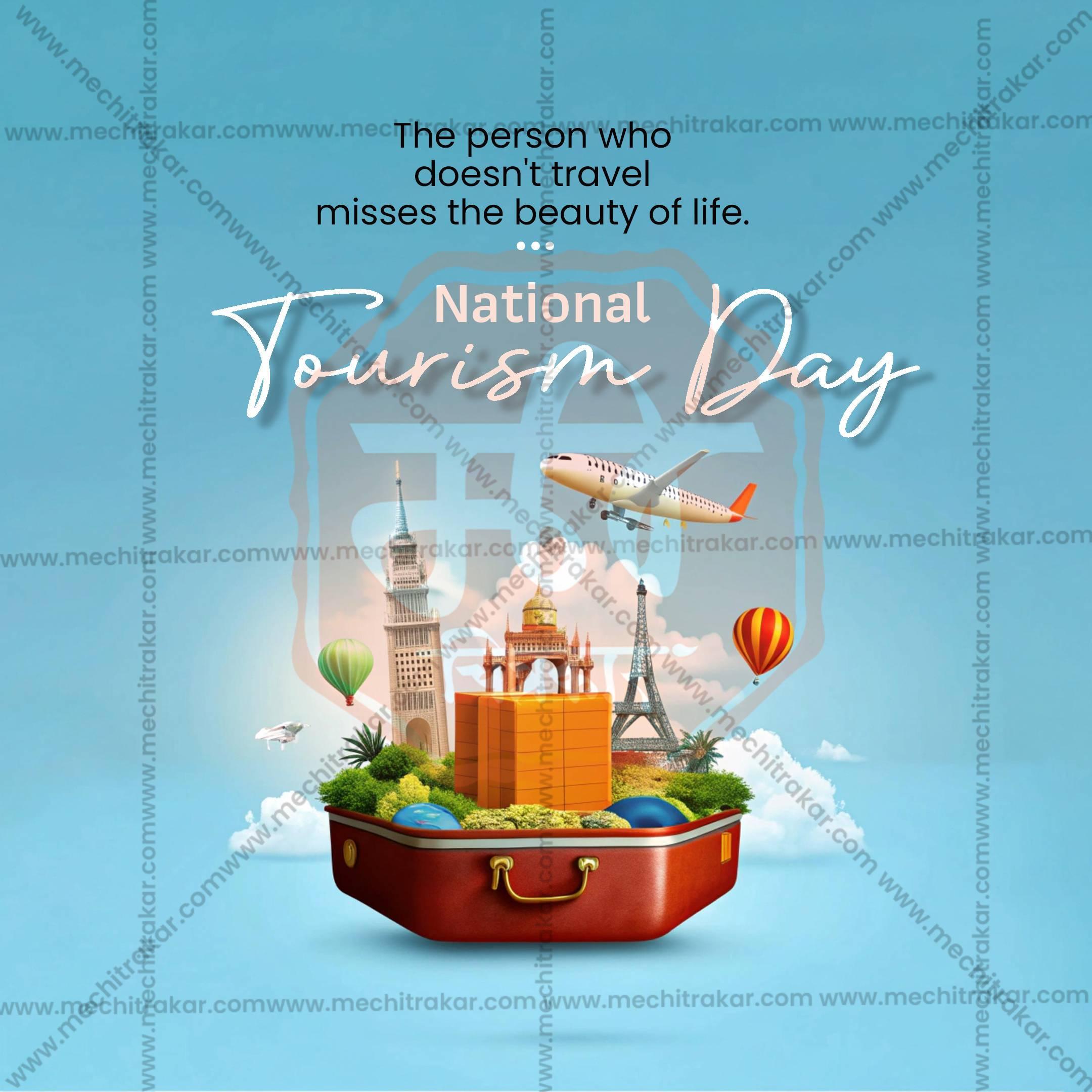 High-Quality National Tourism Day editable Social Media Post in Marathi, Hindi, and English - PSD and JPG by Me Chitrakar