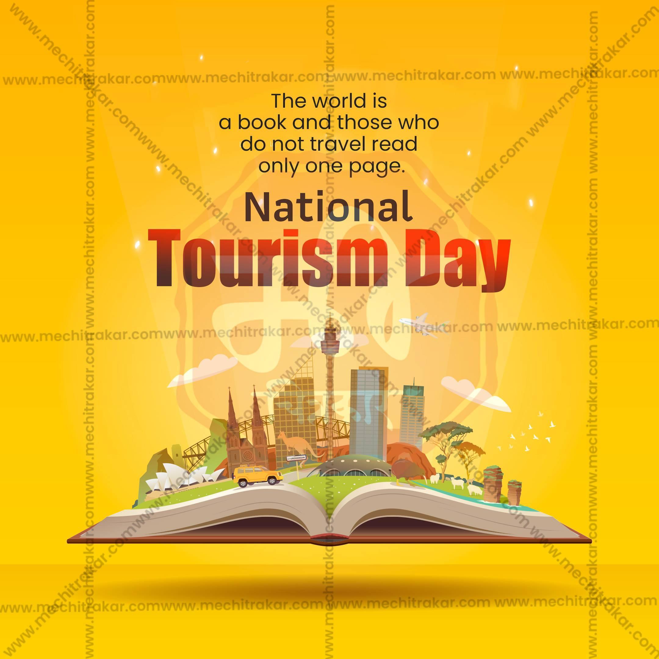 Beautiful National Tourism Day Event Poster in Marathi, Hindi, and English - High-Quality Editable PSD and JPG by Me Chitrakar