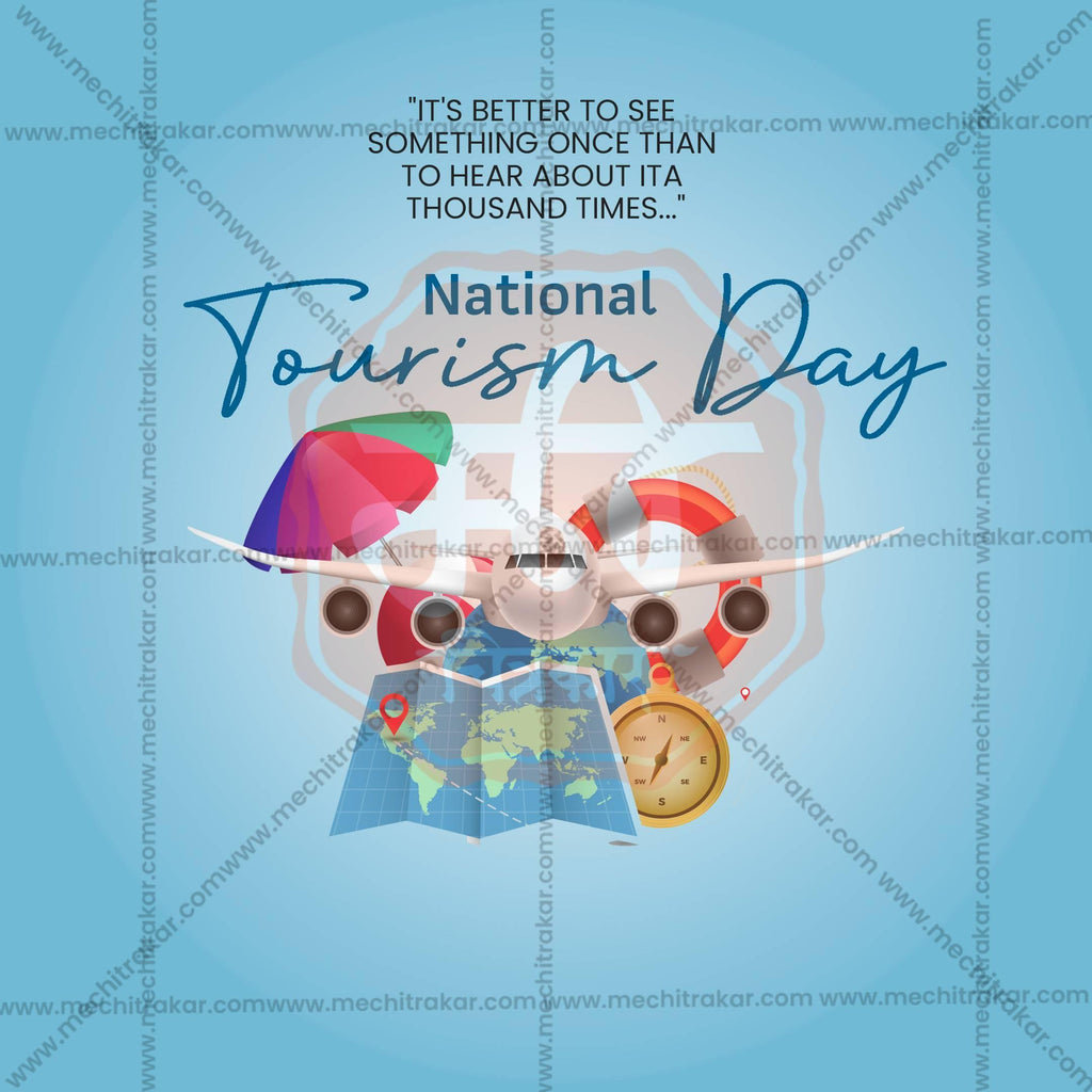 Attractive National Tourism Day editable Banner in Marathi, Hindi, and English - PSD and JPG by Me Chitrakar