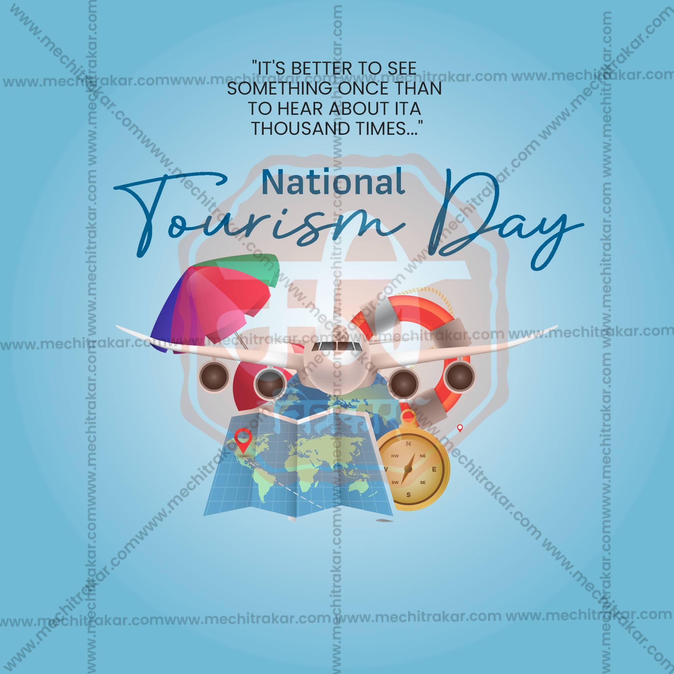 Attractive National Tourism Day editable Banner in Marathi, Hindi, and English - PSD and JPG by Me Chitrakar