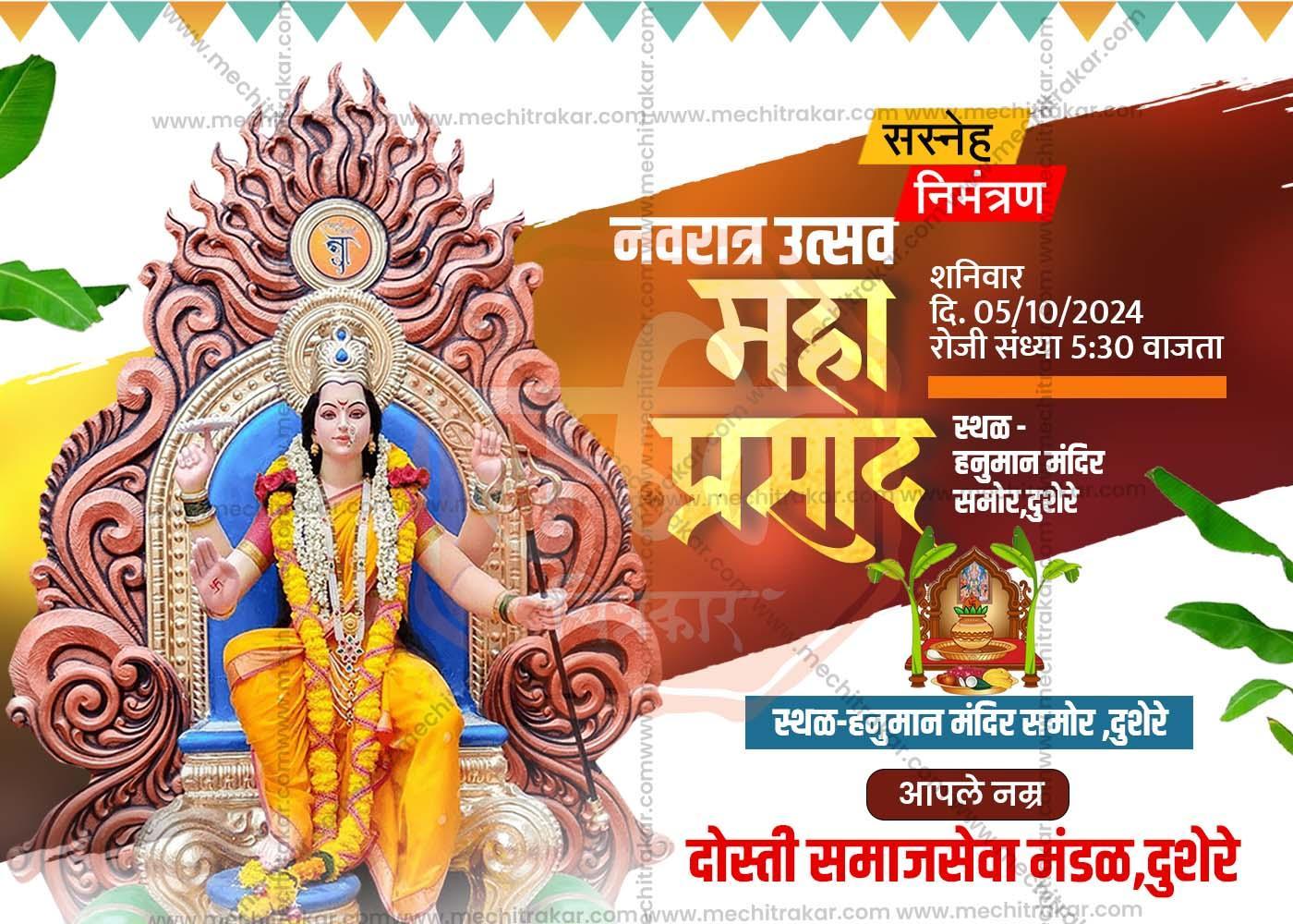 Navratri Utsav Mahaprasad Social Media Invitation Cards (10 PSD Files Bundle) | High-Quality Editable PSD Files - Mechitrakar| NIC1024- Bundle No.1