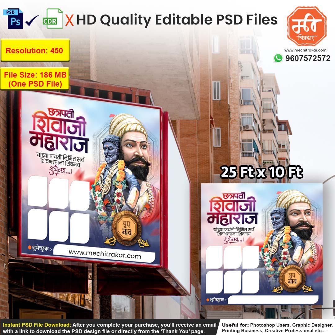 Professional group placeholder Shivjayanti Banner Flex editable psd template of Chhatrapati Shivaji Maharaj