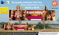 Extremely wide Pawanputra Jayanti street hoarding featuring multiple deities and Ramnavami Banner Flex editable psd template for commercial print shops.