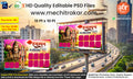 Colorful bright yellow Kesari Nandan festival promotional layout integrating a Ramnavami Banner Flex editable psd template for local political leaders.