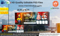 Saffron pataka flag Ashadhi Ekadashi Banner Flex editable psd template graphic.