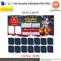 Professional Dahi Handi Utsav Banner Flex editable psd template showcasing Lord Krishna and festive motifs for cultural events.