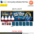 Professional Dahi Handi Utsav Banner Flex editable psd template showcasing Lord Krishna and festive motifs for cultural events.