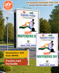 Glowing neon map of the country featured on Independence Day Banner Flex editable psd template