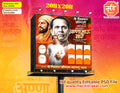 Vibrant orange portrait display inside Anna Bhau Sathe Jayanti Banner Flex editable psd template