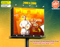 Traditional instrument holding Anna Bhau Sathe Jayanti Banner Flex editable psd template near ancient fort