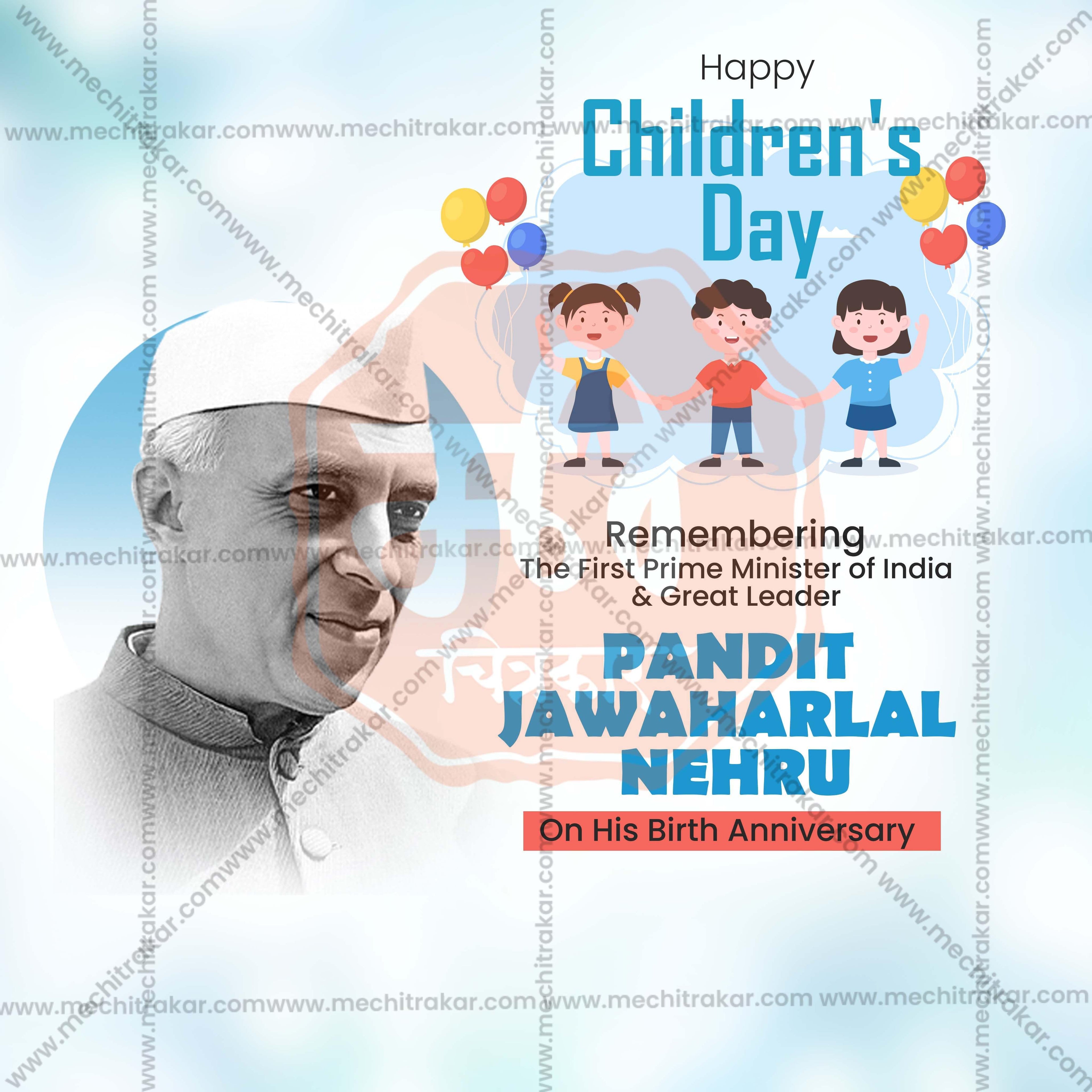High-Quality Children’s Day editable Social Media Post in Marathi, Hindi, and English - PSD and JPG by Me Chitrakar